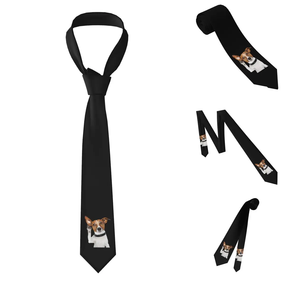 Jack Russell Terrier Dog Funny Necktie for Men Silk Polyester 8 cm Neck Ties Party Business Tie Casual Gravatas