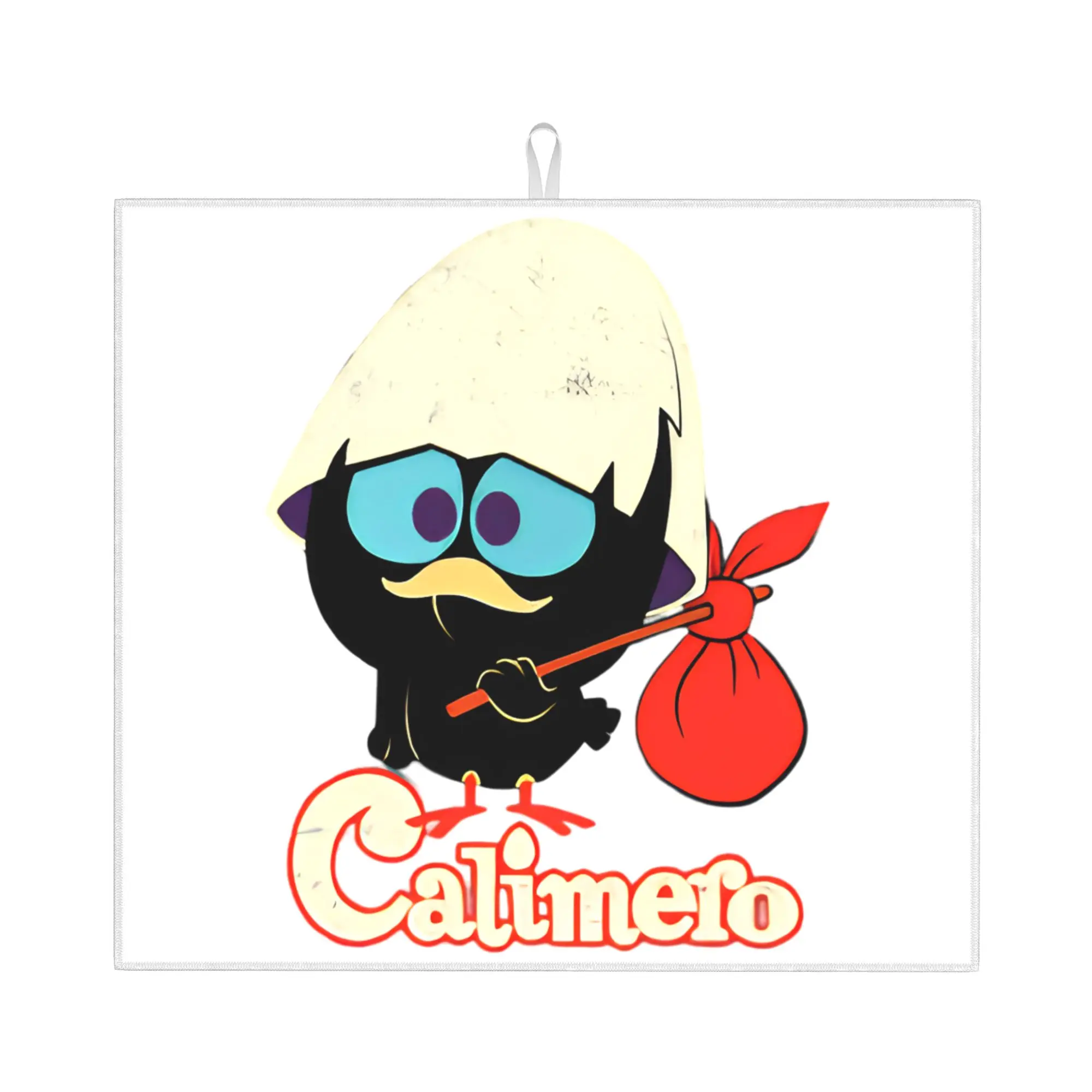 Drying Mat For Kitchen Calimero Black Chicken Cartoon Comic Barware Tableware Oil Proof Washable Kitchen Sink Drying Pad
