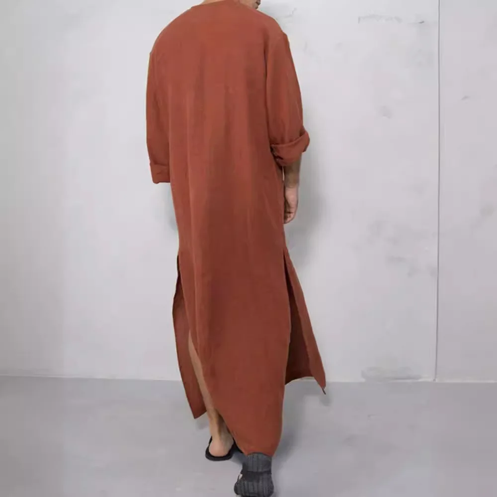 ใหม่ผู้ชายหลวมStand-Up CollarประตูแขนยาวRobeสไตล์ชาติพันธุ์Robe Z184