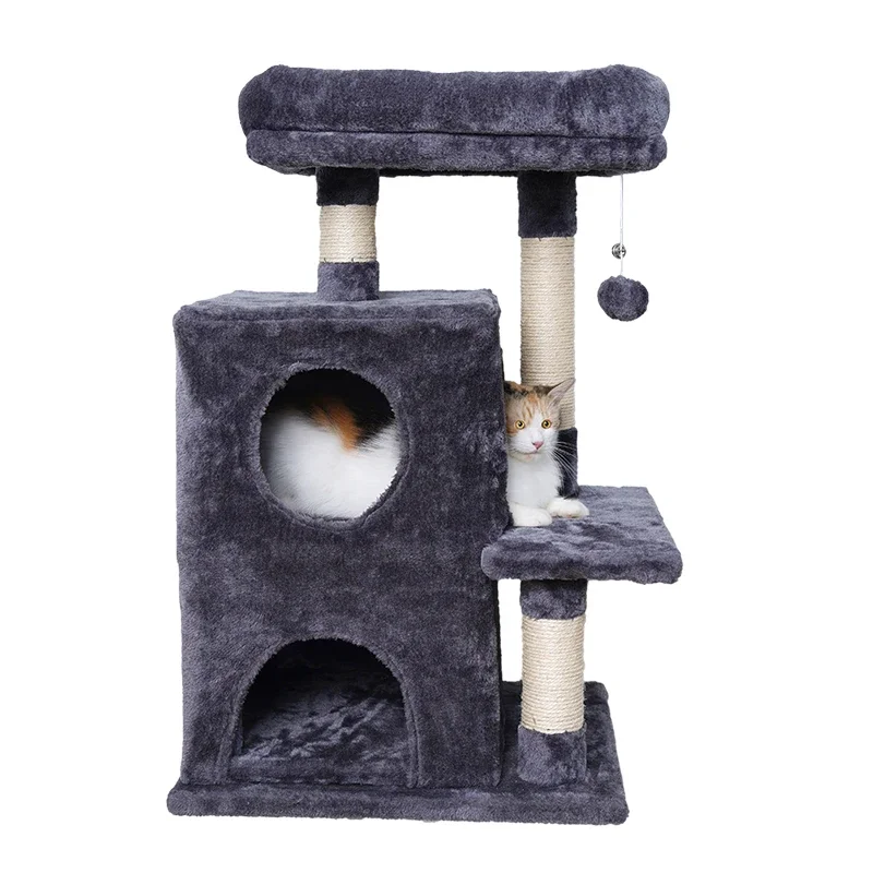 Manufacturer wholesale sisal short plush foldable cat tree