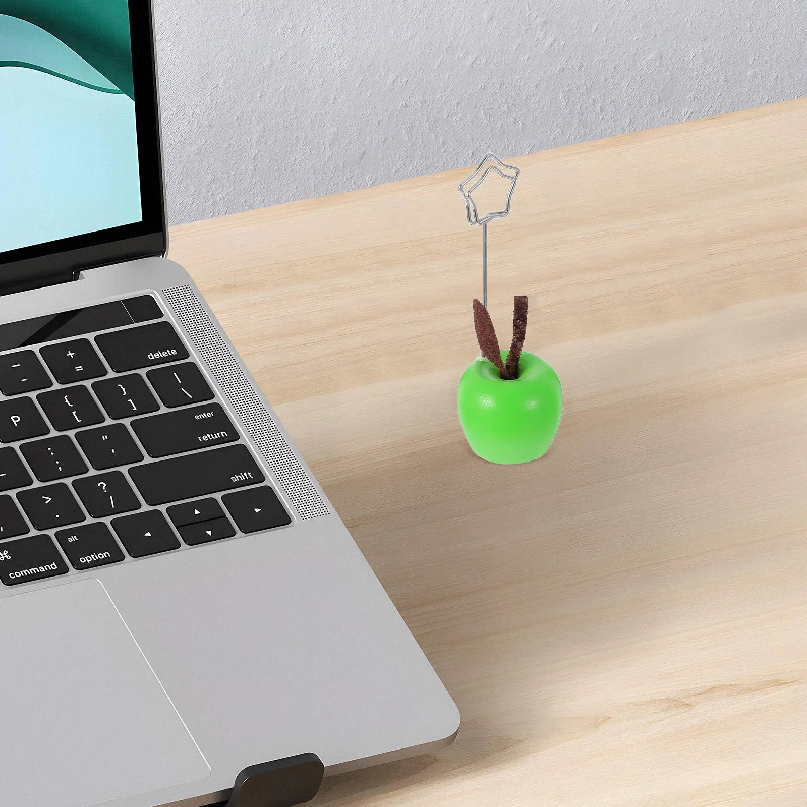 Apple Message Wooden Desk Decor Cute Memo Holder Photo Clip Stand Office Ornaments Kawaii Decorations Kitchen Use