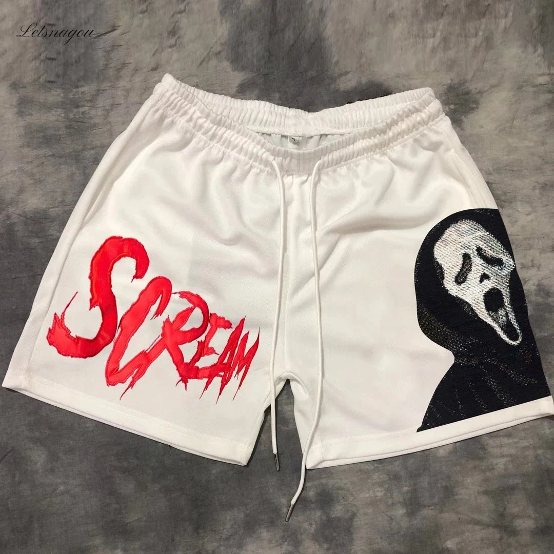 Y2k Boys Gym Shorts Beach Basketball Shorts Boy's 2024 Summer Mesh Screan Ghost Breathable Running Fitness Aports Shorts