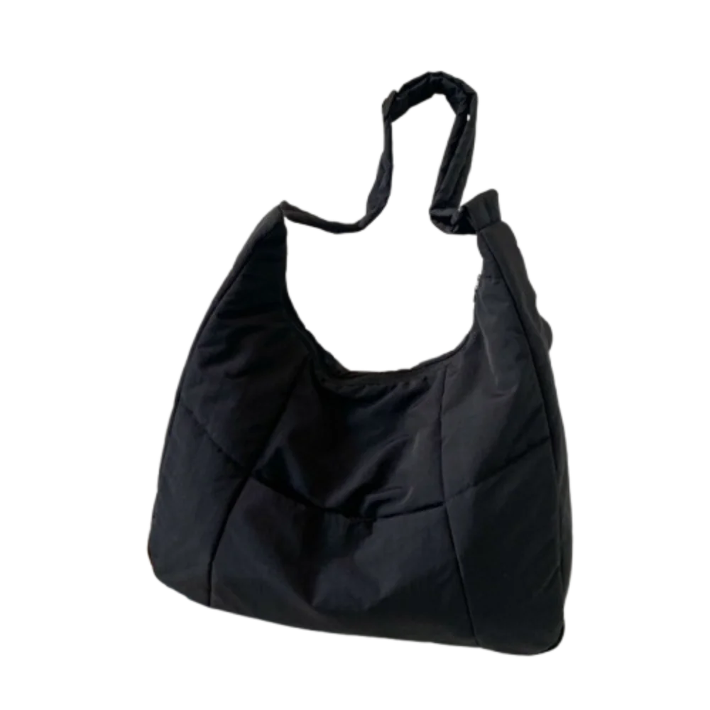 

Versatile Zipper Soft Cloth Shoulder Bag Casual Style Adjustable Shopping Handbag Storage Pouch Solid Color Underarm Bag Outdoor