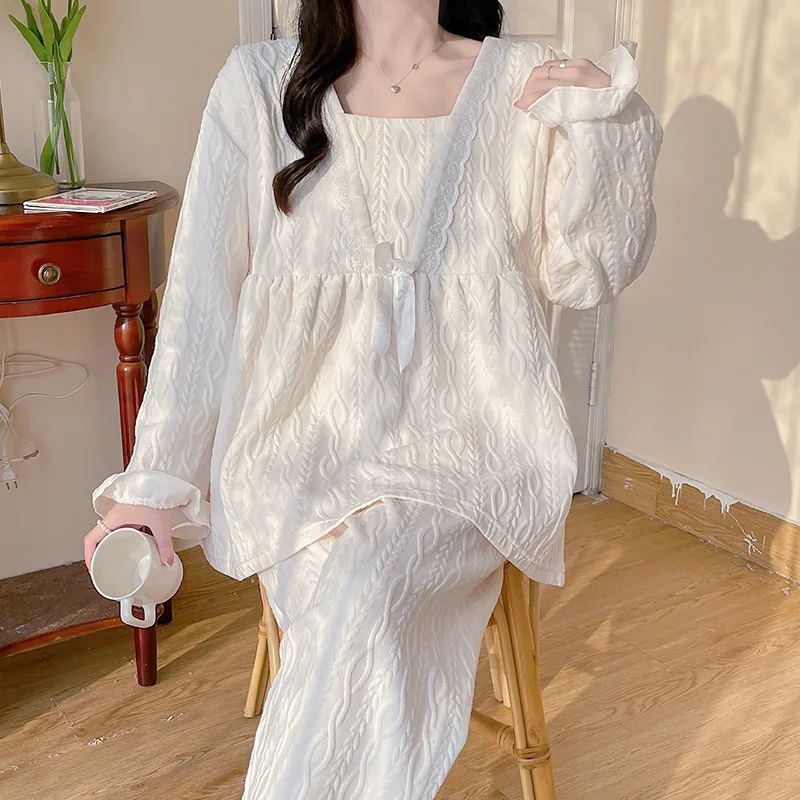 خريف شتاء نموذج جديد بيجامة نسائية الدفء ملابس خاصة دعوى القطن بيجامة مجموعة ملابس منزلية طويلة الأكمام بيجامة مجموعة رشاقته #3