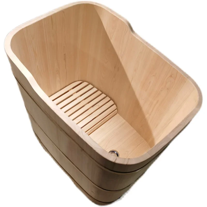 Japanese bath bucket, bathtub, juniper wood unpainted adult bath