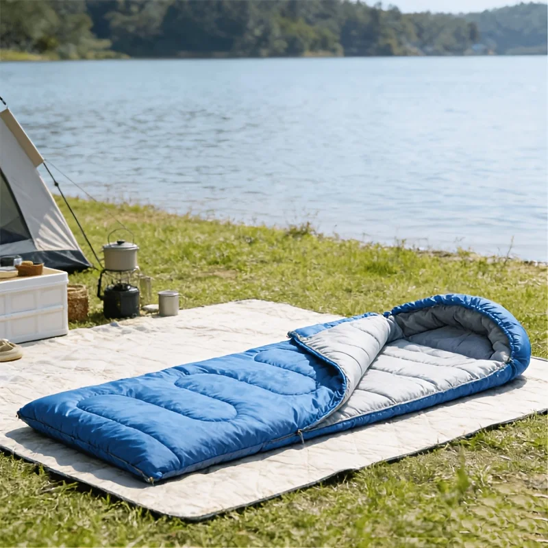 Oversized Extra Wide Thick Camping Sleeping Bag with Hood Compressible for Hiking Mountaineering Adult Car Travel