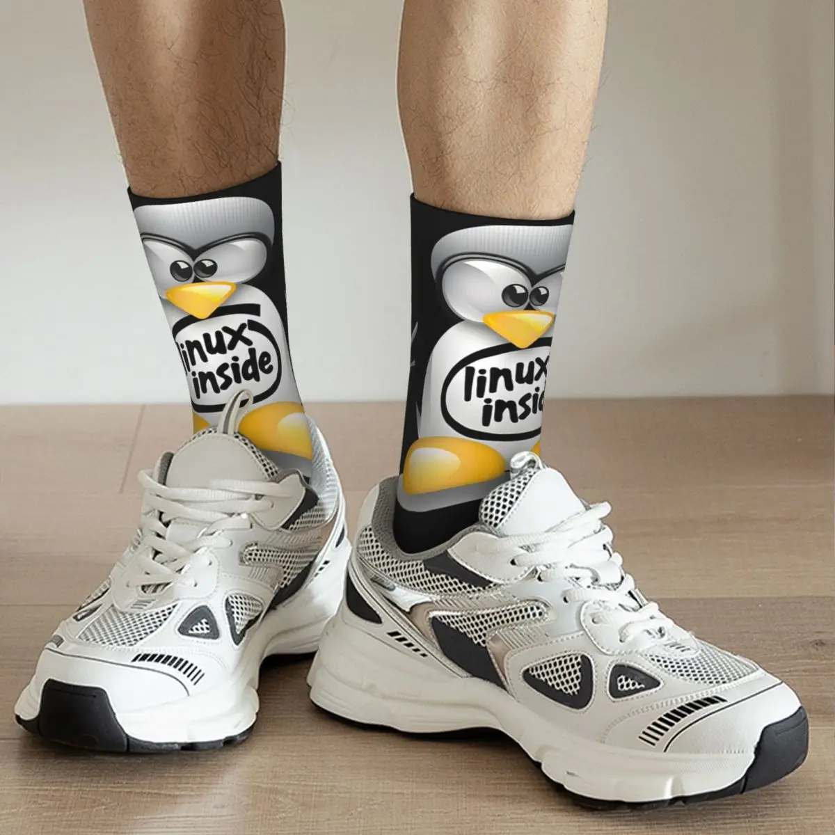 Happy Funny Little Men's Socks Retro Harajuku L-Linux Tux Mascot Hip Hop Novelty Pattern Crew Crazy Sock Gift Printed