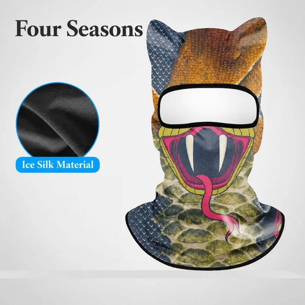 Animal Pattern Balaclava Mask Windproof Ice Silk Full Face Mask Skin Friendly Lifelike Eared Head Cover Cycling/Party/Outdoor