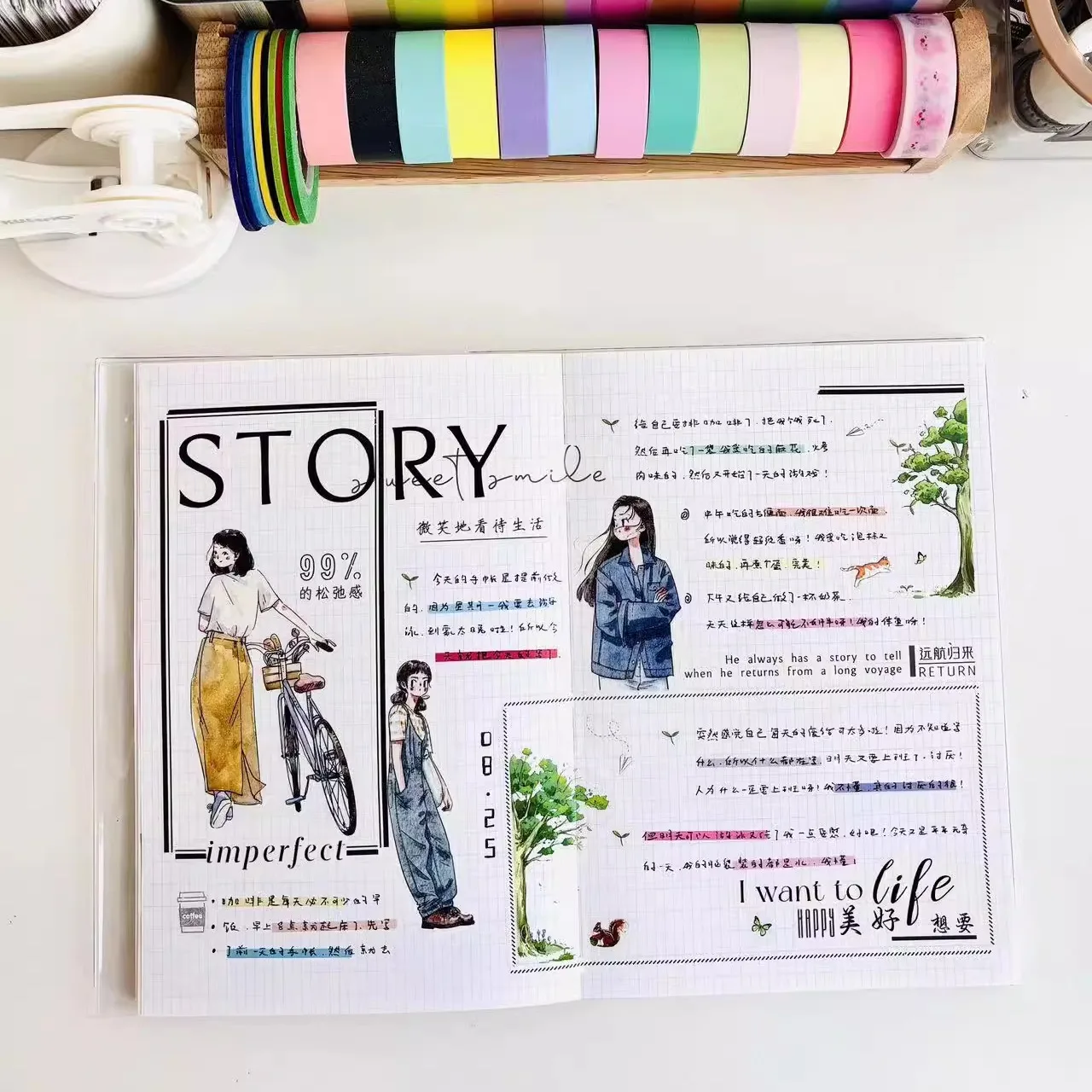 Kai Xiaoxun Minimalist Style Enjoy The Moment Take Pictures Planner Tape/washi/pet/matte /long Cycle/die Cutting