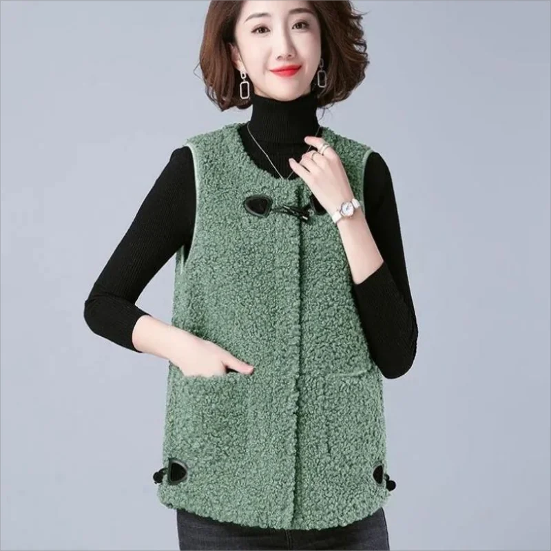 Gilet di lana di agnello giacca moda coreana Gilet Casual corto autunno inverno O collo Gilet senza maniche Solid Chaleco Mujer