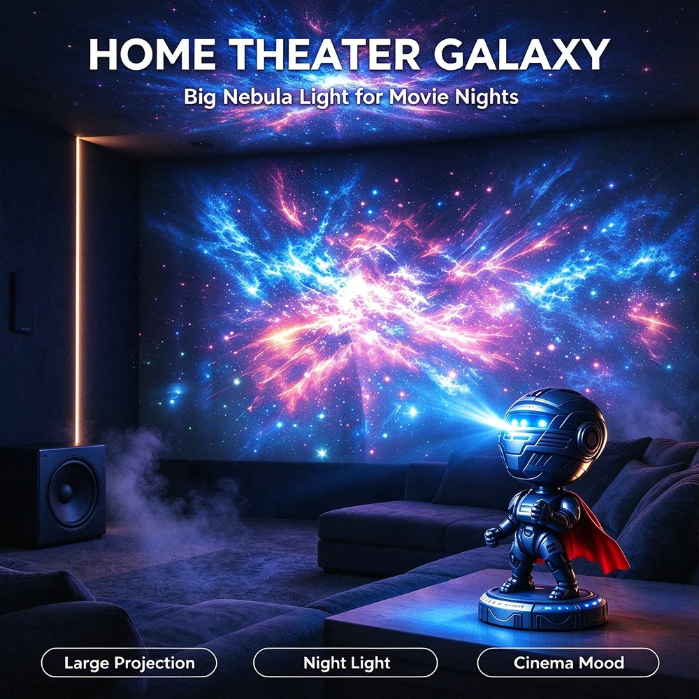 Mini Astronaut Starry Projector Lamp Nebula Galaxy Night Light Adjustable Lighting for Home Party Room Decoration