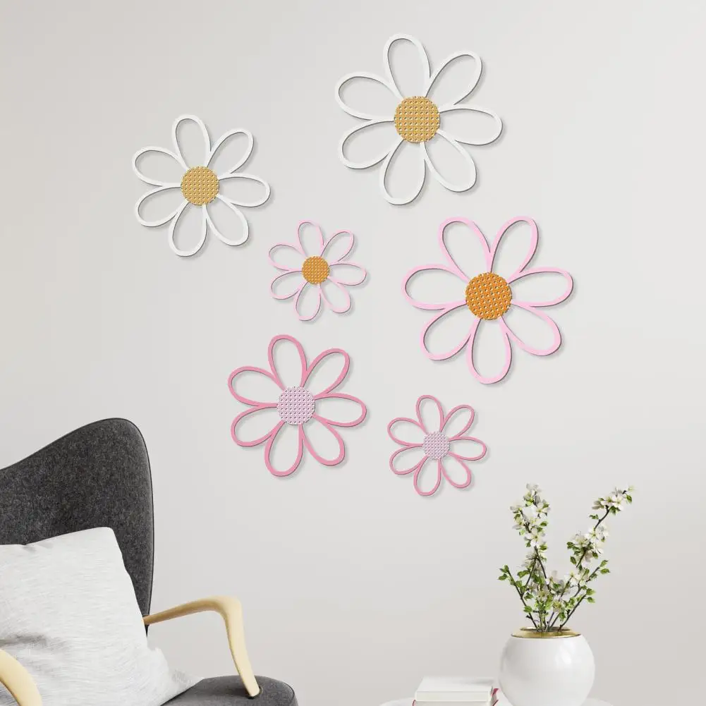 High-quality Wood Art Piece 6pcs Wooden Flower Wall Art Set Rustic Floral Cutout Decorations Farmhouse Home Party for Room