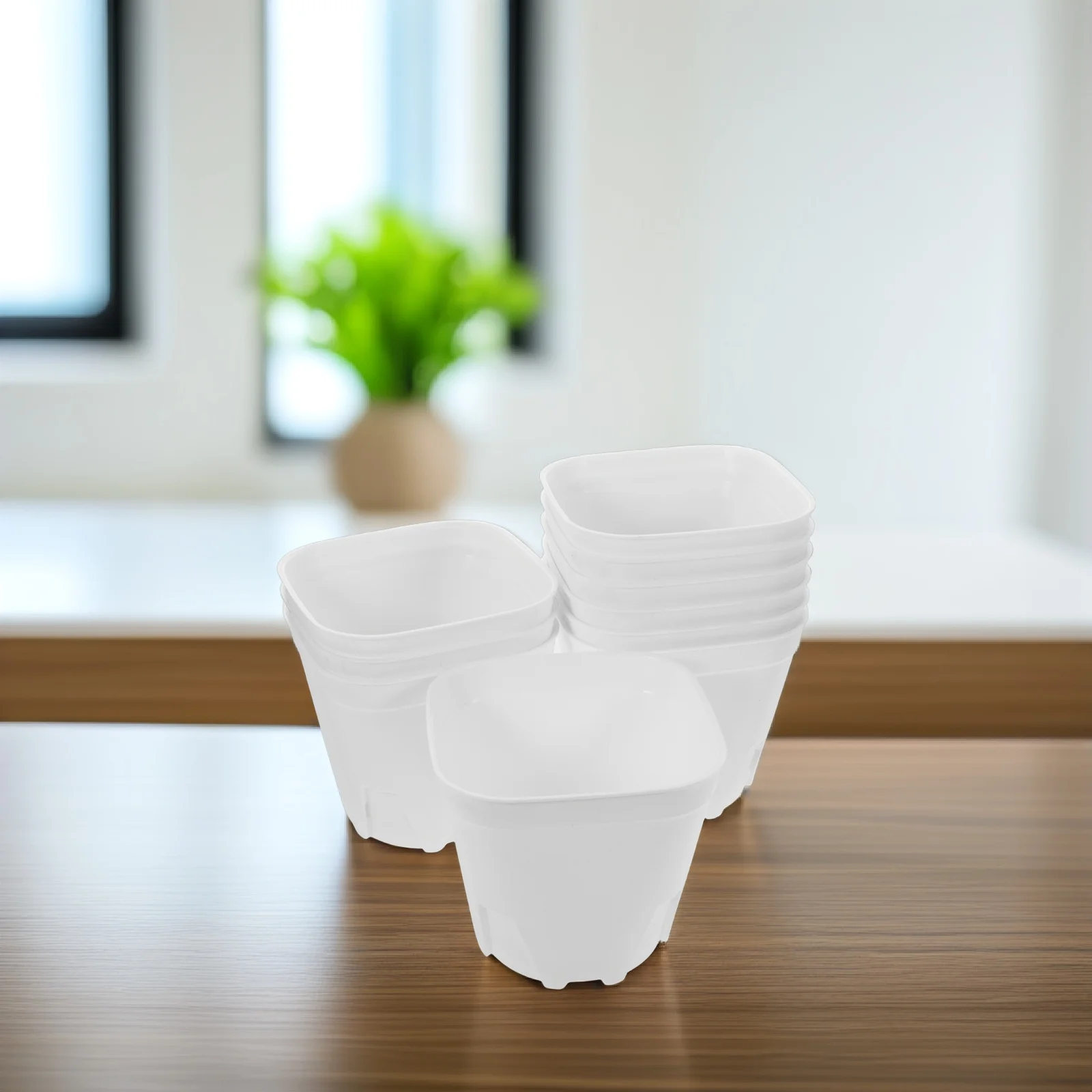 

10 Pcs Root Control and Breathable Square Basin Nursery Pots Indoor Planter with Drainage Hole Plastic Flower