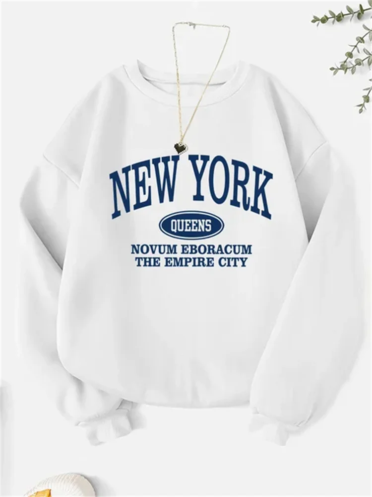 New In Hoodies NEW YORK Print Sweatshirts Women Letter Printed Round Neck Hoodie Casual and Fashionable Winter Women\'s Pullover