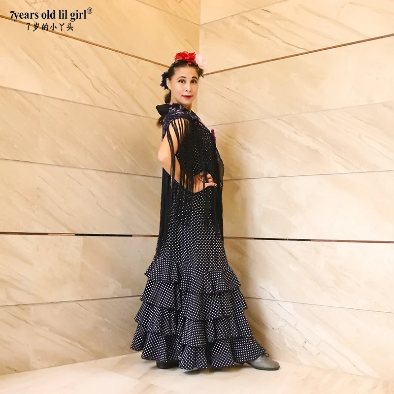 Spanish Dance Dress Flamenco Practice Skirt Wear Women GG04