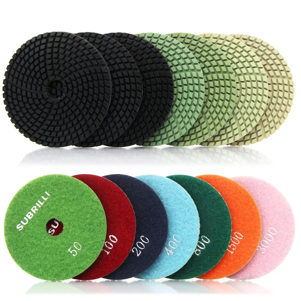 SUBRILLI 4inch Diamond Polishing Pad For Granite Marble Concrete 100mm Grinding Discs Abrasive Tool 1piece