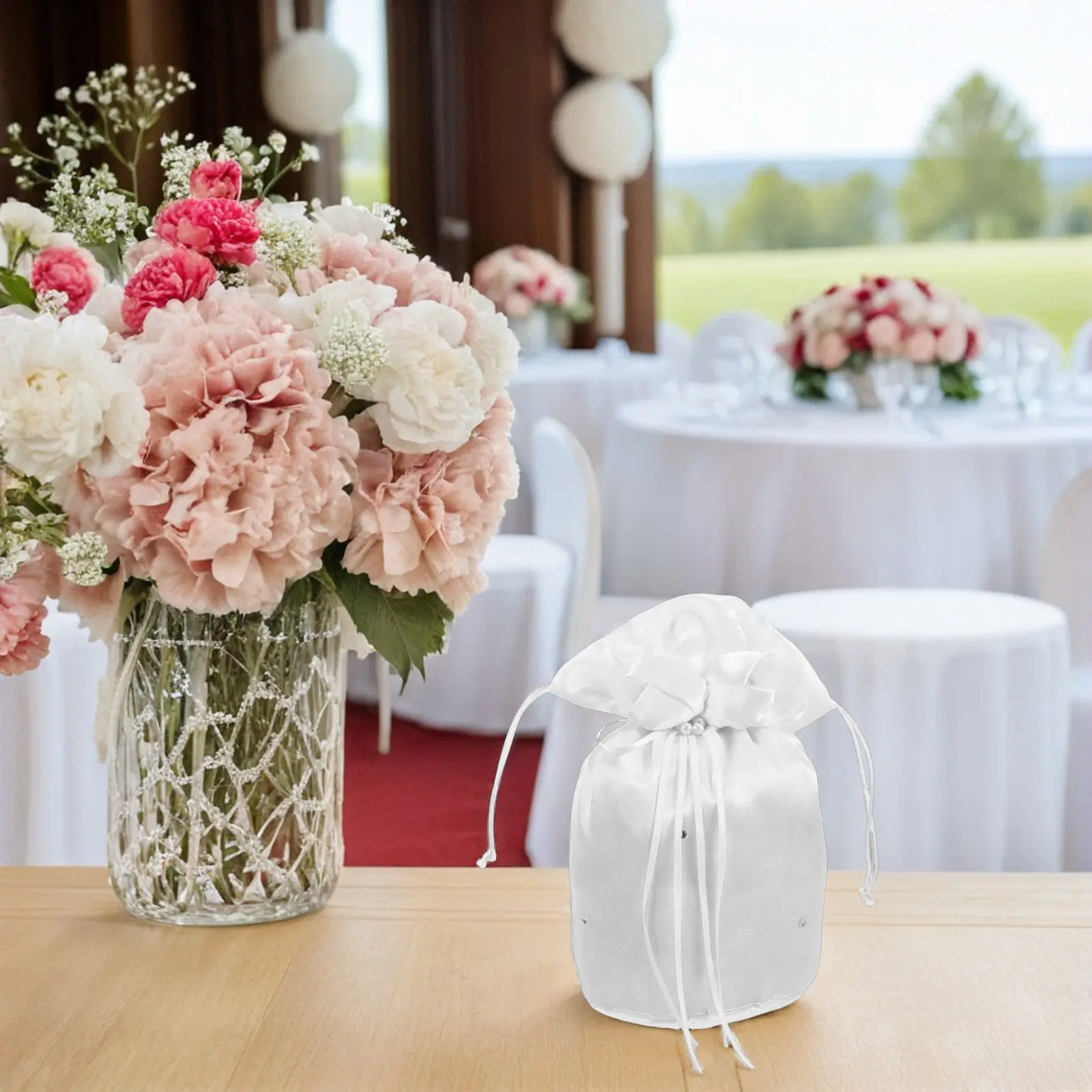 Bridal Flower Pouch Wedding Day Essential Handheld Favor Bag Elegant 3D Floral Design Bride's Purse Compact Spacious Evening