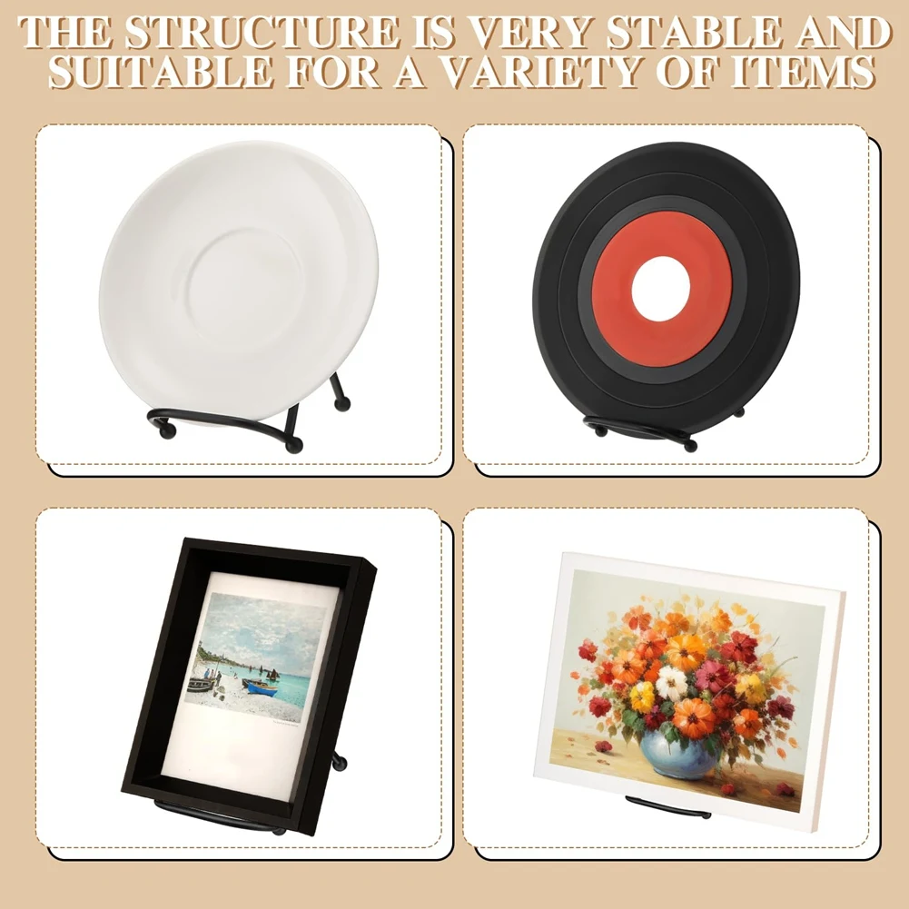 FYBL-Mini Metal 2 Inch Small Plate Holder Display Stands 4 Pcs For Picture, Book Photo Easel,Creation Black Frame Stand