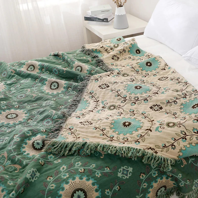 Cotton yarn sofa cover towel multi-functional set four-season universal cover blanket Nordic simple sofa cushion non-slip