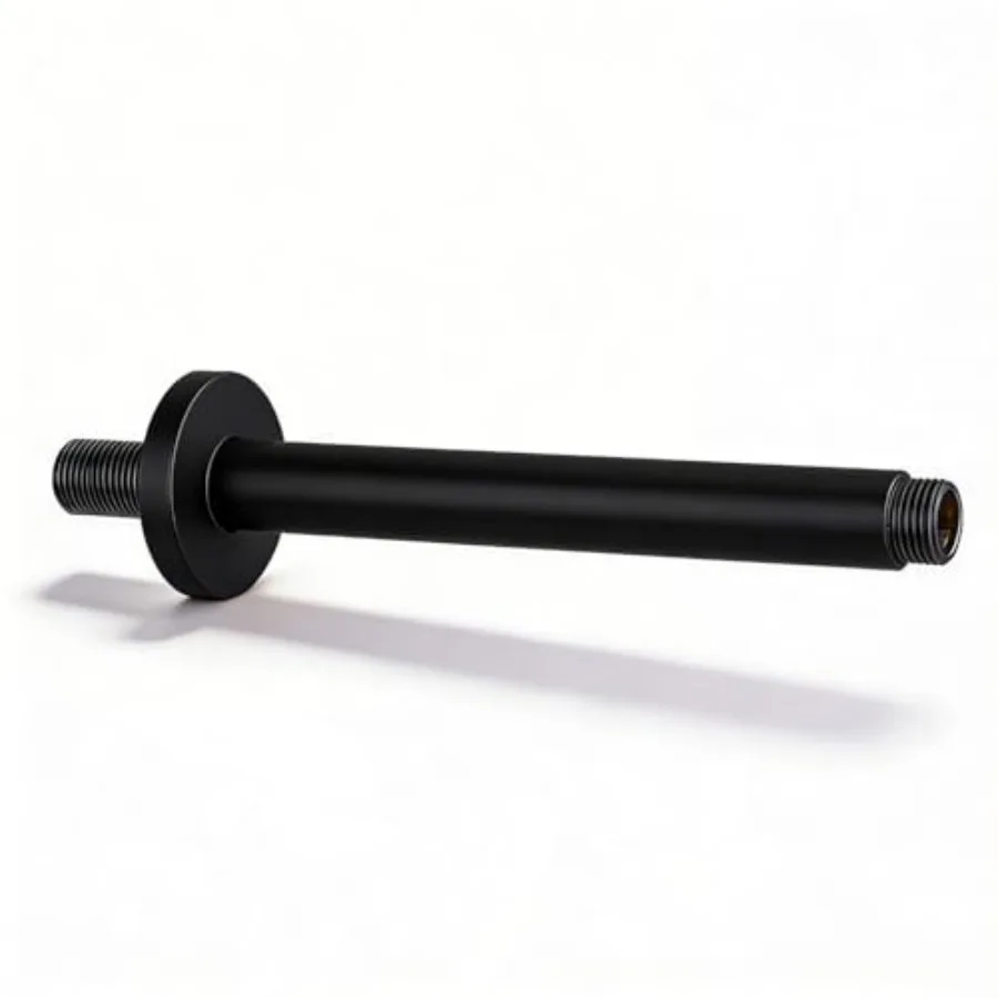 

10 Inch Straight Ceiling Mount Shower Arm with Flange, Round Shower Arm for Rain Showerhead, Black Finish