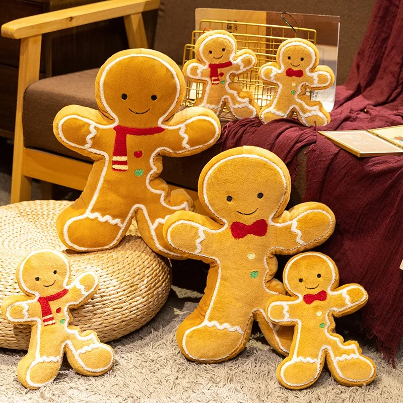 17-40cm Cartoon Creative Gingerbread Plush Doll Pentant Piece Bite Biscute Cookie Plush Toy Home Decor Christmas Gift For Kids