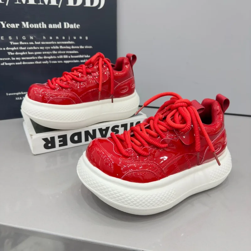 Thick Soled White Shoes, Sponge Cake Women's Shoes, 2026 Spring New Height Increasing Casual Big Toe Bread Shoes for Women