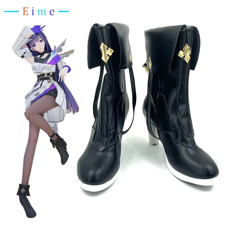 

Обувь для косплея Raiden Mei, аксессуары для косплея Honkai Impact 3, черные карнавальные ботинки на высоком каблуке на Хэллоуин, индивидуальный заказ