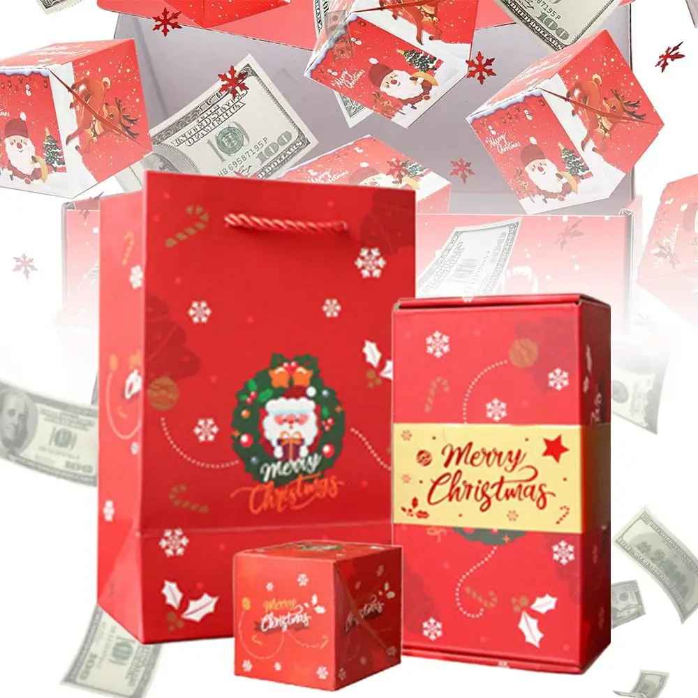 

2024 New Merry Christmas Birthday Pop-up Surprise Gift Box Up Explosion Gift Box, Unique Folding Bouncing Red Envelope Gift Box