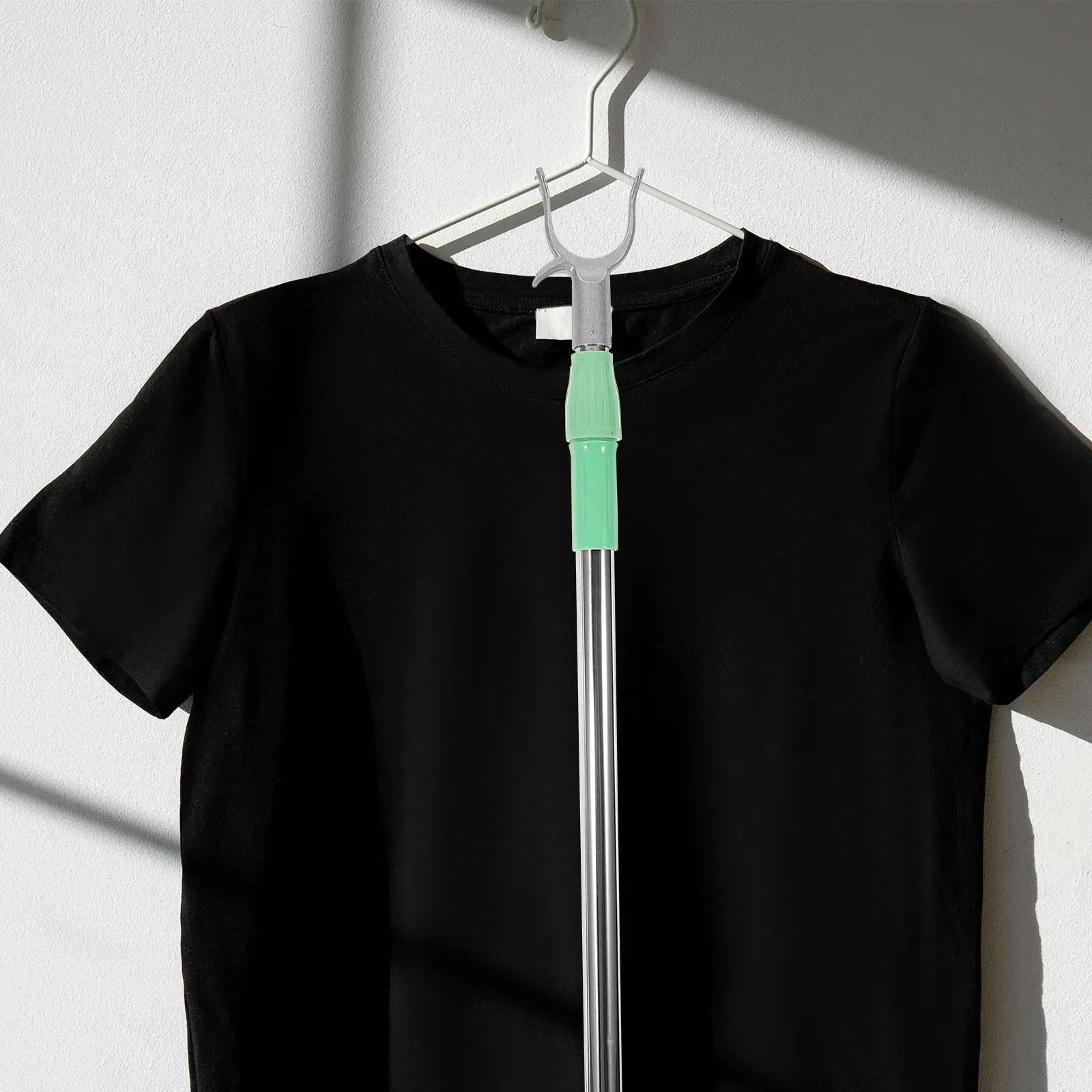 2Pcs Clothesline Rod 70 117cm Adjustable Green Fork Balcony Drying Rack Household Garment Pole Closet Reaching