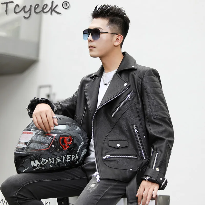 

Tcyeek Genuine Leather Jacket Men 2024 Spring Autumn Mens Clothes Real Sheepskin Motocycle Jackets Slim Fit Jaqueta De Couro