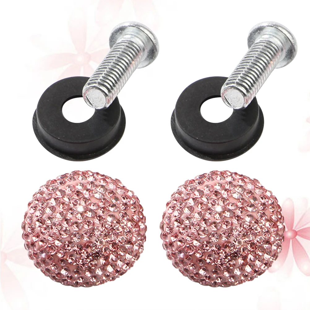 

Rhinestone License Plate Screws Decorative Car Fasteners Anti-Theft Nuts For Vehicle Motor Accessories (Pink)