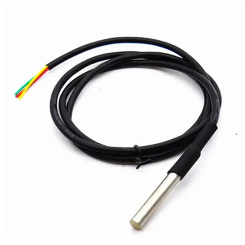 DS18B20 Cabo de sensor digital à prova d'água à prova de umidade e ferrugem 100 cm Adaptador de terminal de sonda de aço inoxidável