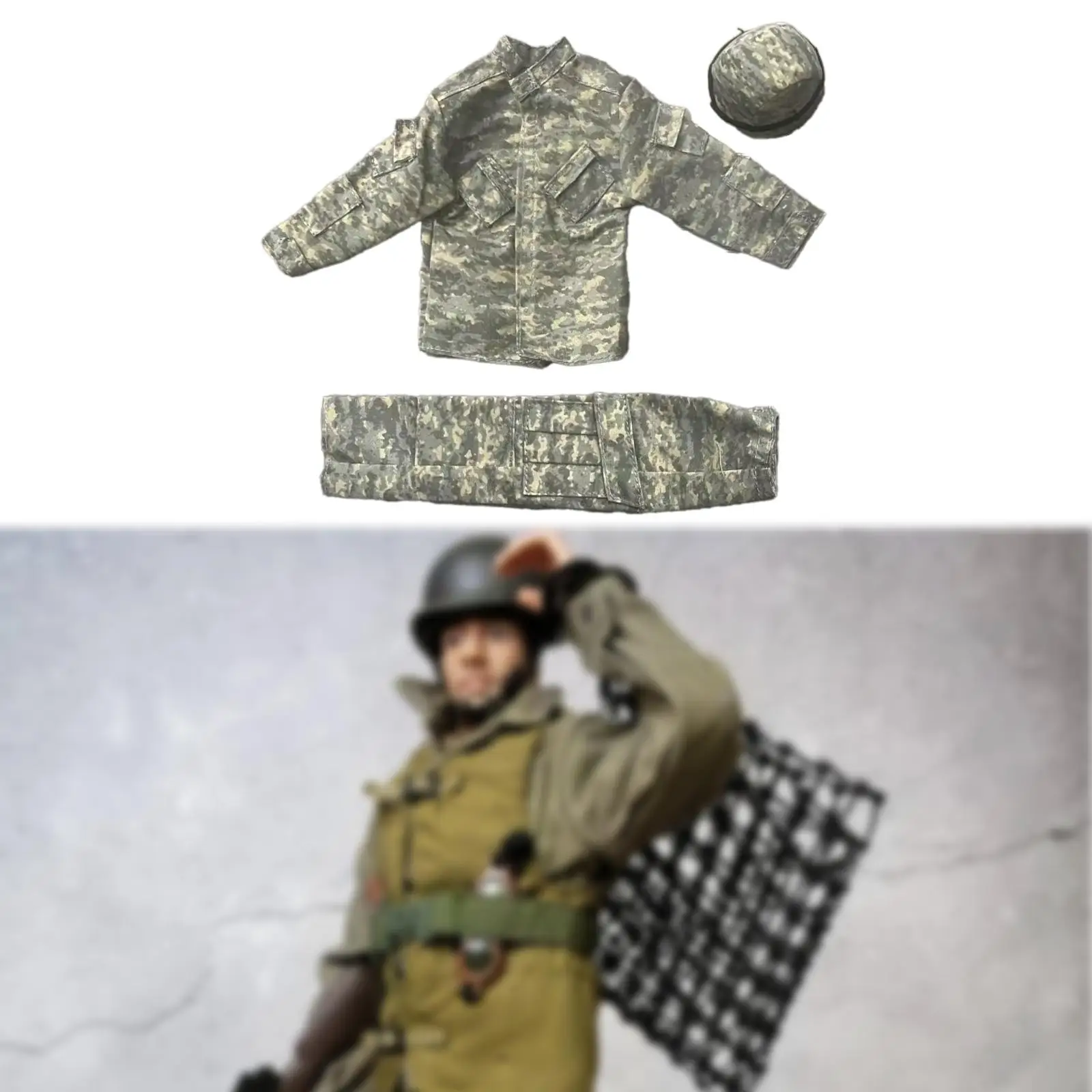 

1:6 Scale Action Figure Clothes Soldier Uniform Suit Fabric Dress up Coat Pants Hat Doll Costume for 12" Male Dolls Body Figures