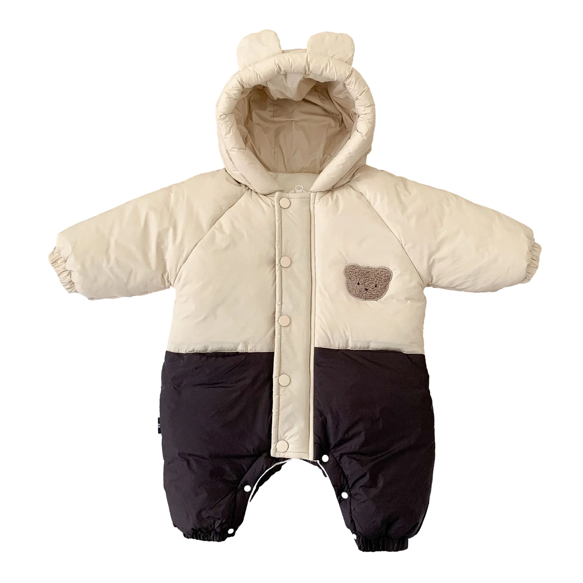 Combinaison à capuche ours coréen pour bébé, barboteuse rembourrée en coton pour tout-petits, vêtements pour garçons et filles, tenue Onesie épaisse