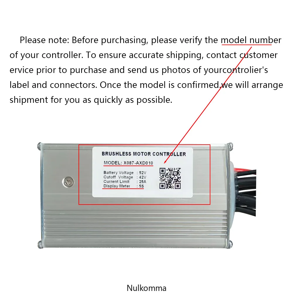 Nulkomma Ebike Brushless MotorController 52V 25A SpeedController for 5S General X087-AXD010 for ElectricBicycleScooterMotorcycle