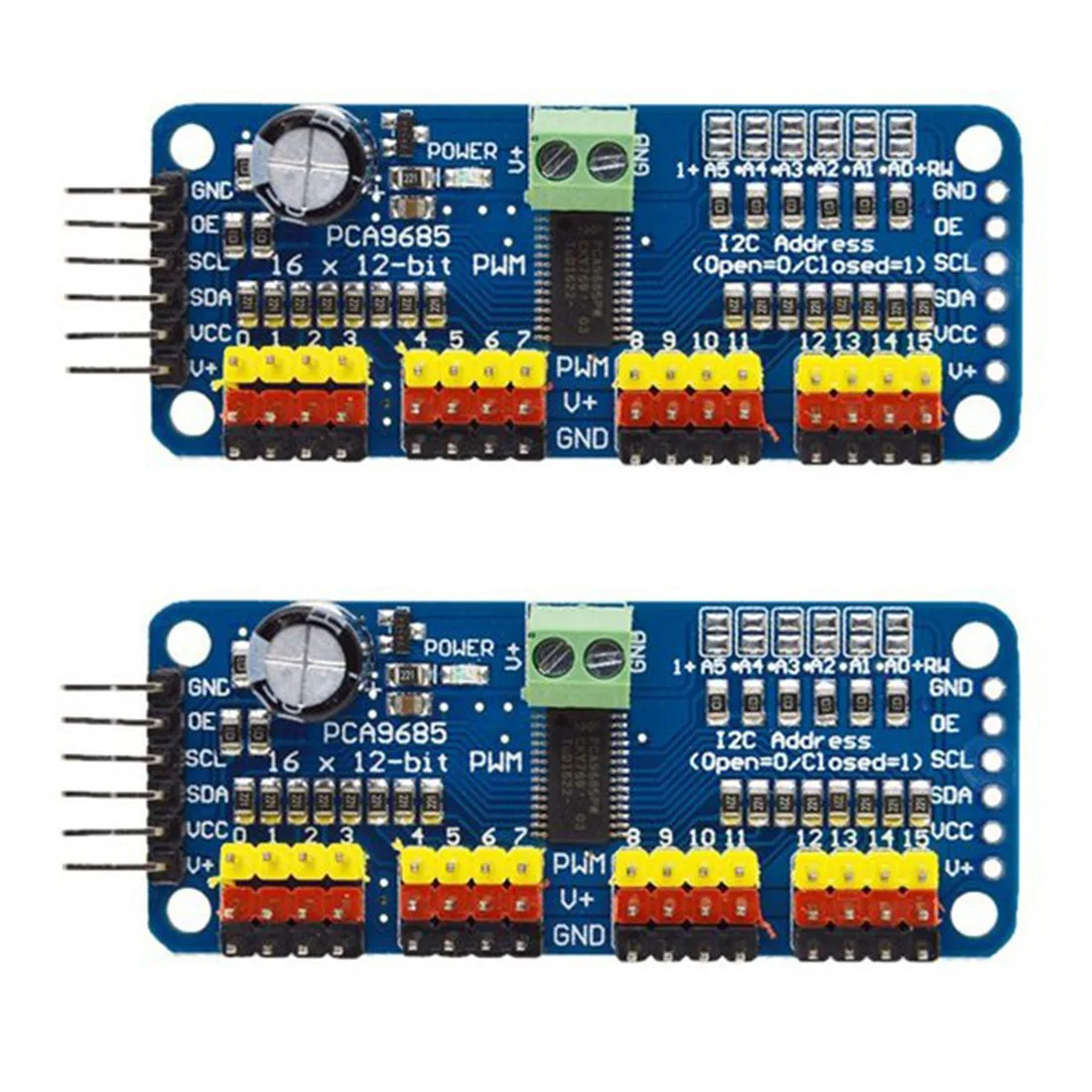 BCVB3-2 Pcs 16 Channel 12-Bit PWM/Servo Driver-I2C Interface PCA9685 Module