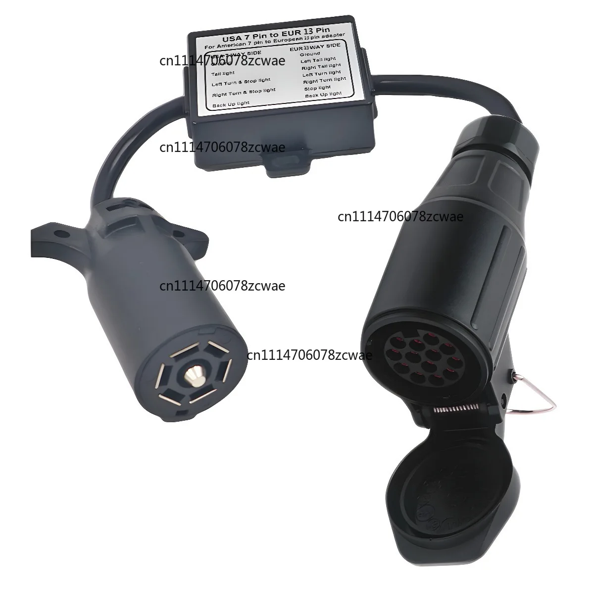 7 Pin US to 13 Pin EU Trailer Tail Light Converter, Separate Brake Signal Wiring, Trailer Towing Harness Connector