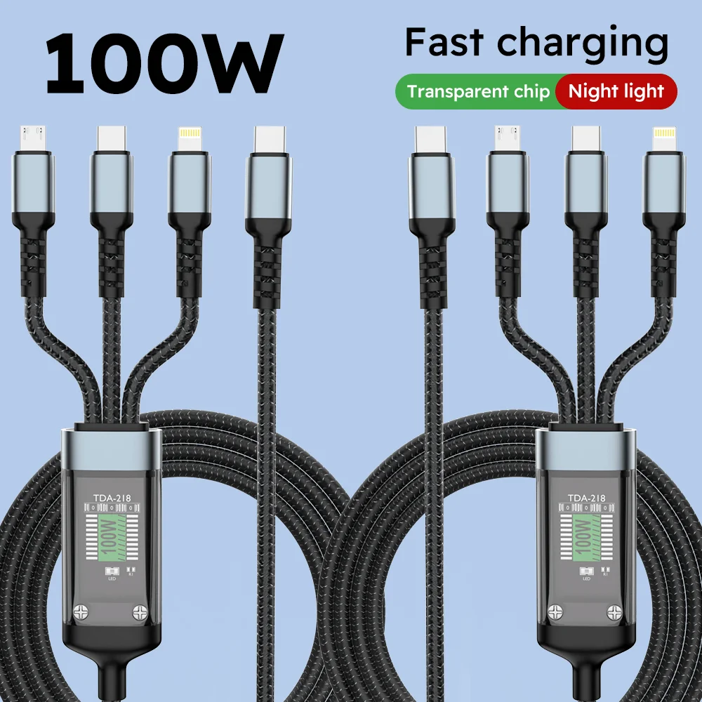 

Кабель для зарядки USB с цифровым дисплеем 3-в-1, 1.2M/2M, 2 шт., с разъемами Type-C, Micro USB, IP-порт для iPhone, Samsung, Huawei, Xiaomi