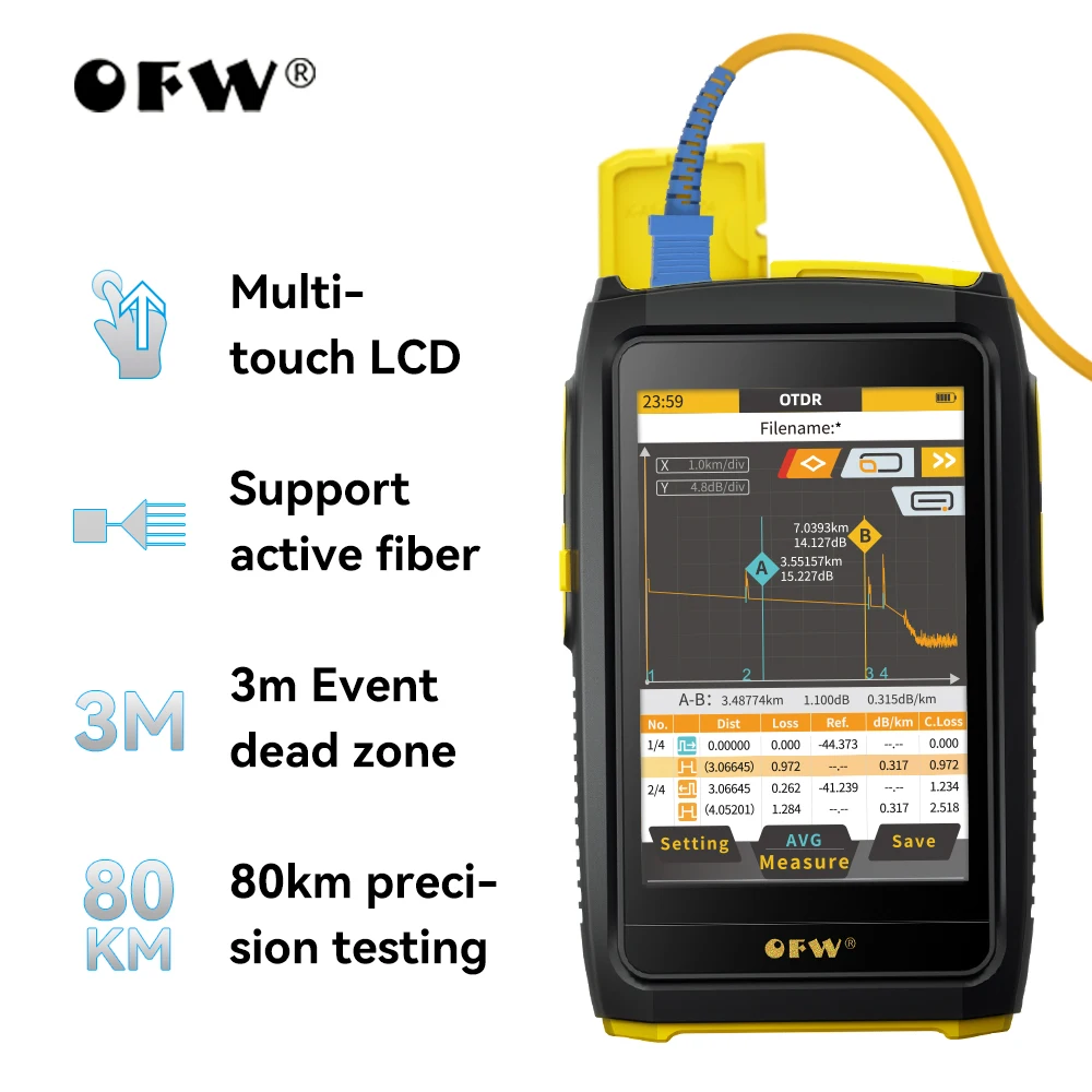 

Mini OTDR Active Fiber Live Test 1550nm 20dB Optical Fiber Reflectometer Touch Screen OPM VFL OLS Fiber Tester SC Connector