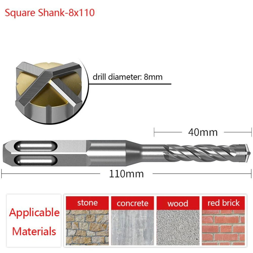 Cross Drill Bit Tungsten Steel Alloy Electric Hammer Drill Bits For Rock Stone 110mm 160mm Total Length For SDS PLUS Brick Block