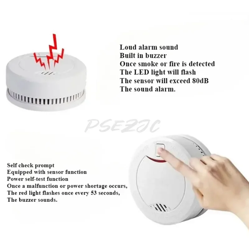 Home Independent Smoke Detector with Ceiling Mounted 3V Battery for Ten Years Wireless Detection Fire Sensing Alarm