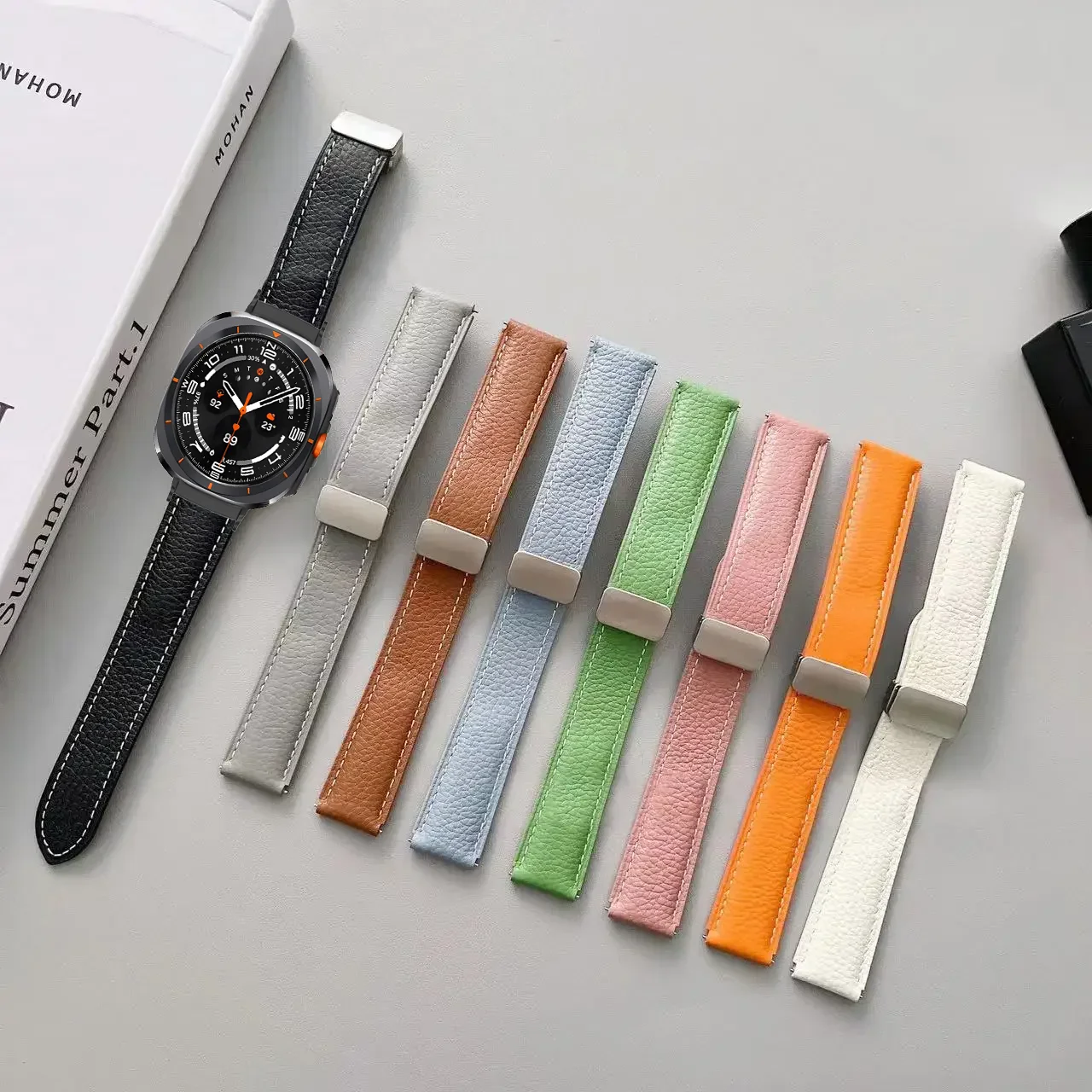 Магнитный кожаный ремешок для Samsung Galaxy Watch 8 Ultra 47 мм, удобный браслет-браслет Galaxy Watch Ultra, аксессуары для ремня