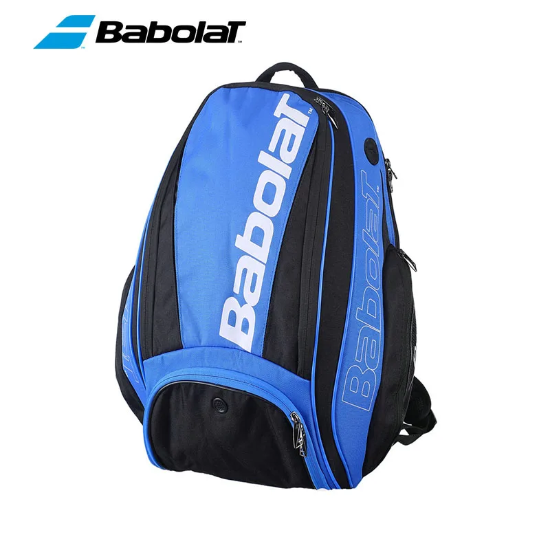 Ransel tenis Babolat pria wanita klasik, tas bahu raket tenis Badminton portabel warna biru hitam kain Oxford 1-2