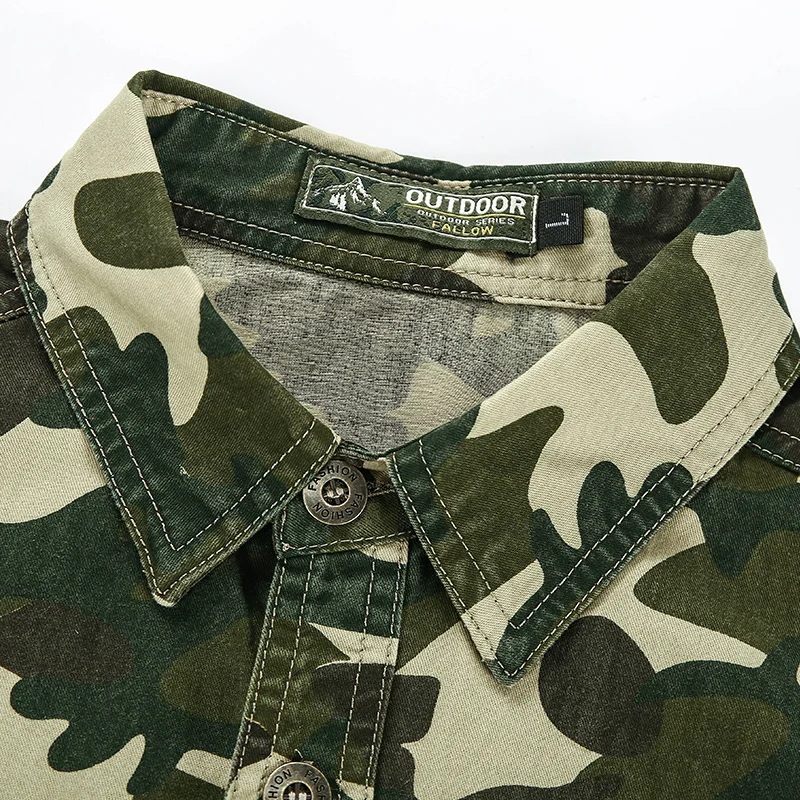 Camo Tactical Shirts Men Summer Camouflage Army Green Short Sleeve Cargo Shirt Mens Military Wear-resistant Work Chemise Homme