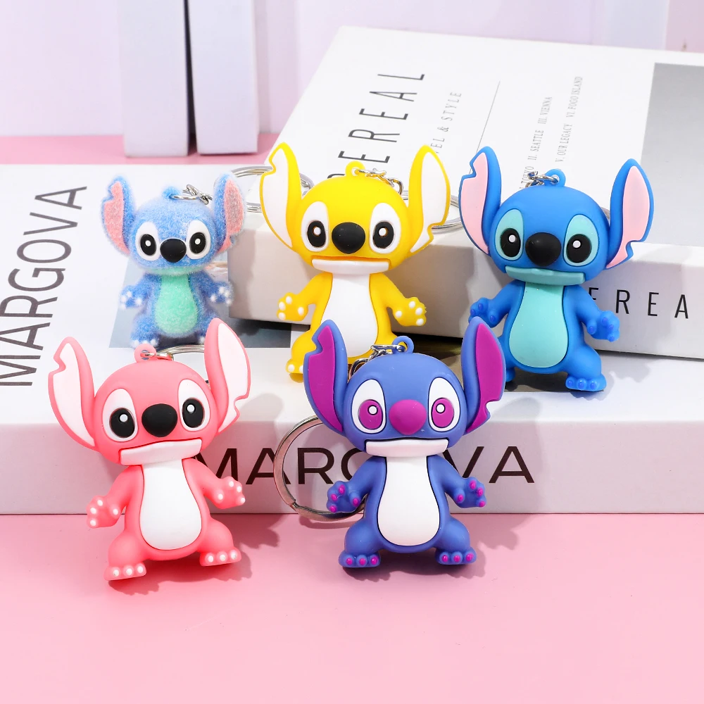 5 قطعة الكرتون ديزني ليلو وستيتش سيليكون قلادة Kawaii المفاتيح للنساء الرجال الوردي الأزرق الأرجواني غرزة الملاك كيرينغ عيد ميلاد