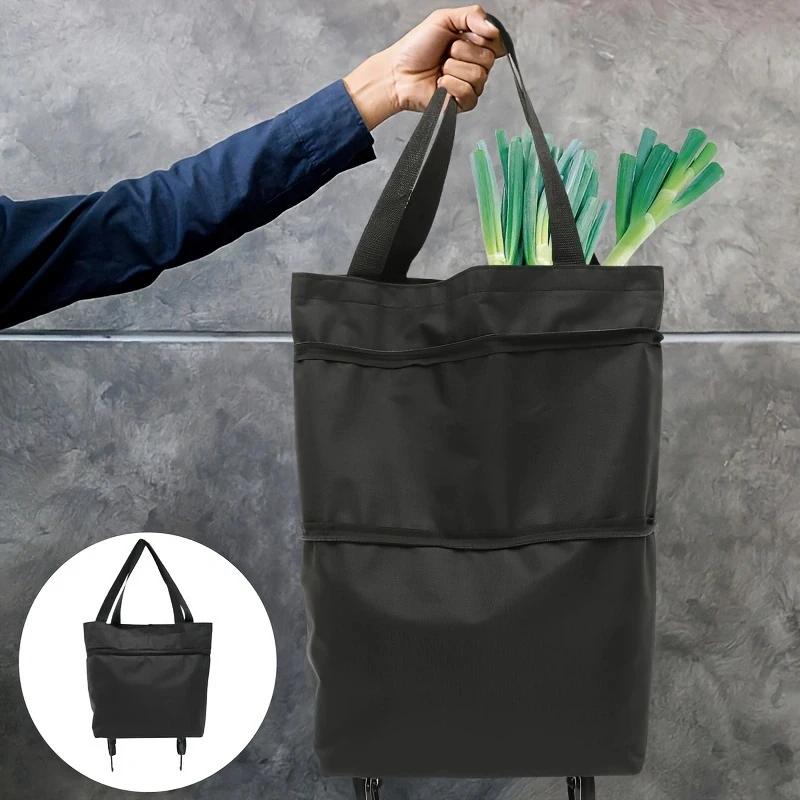 Wiederverwendbare Einkaufstasche auf Rollen, Einkaufstasche mit Rollen, abnehmbare Rolltasche, Gepäcktasche, zum Einkaufen, Camping
