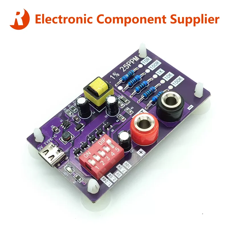 Precision Voltage Reference Module with 5 Channels 1.24V/2.5V/7.5V/5V/10V & 5Level 10R/100R/1K/10K/100K Resistors of Calibration