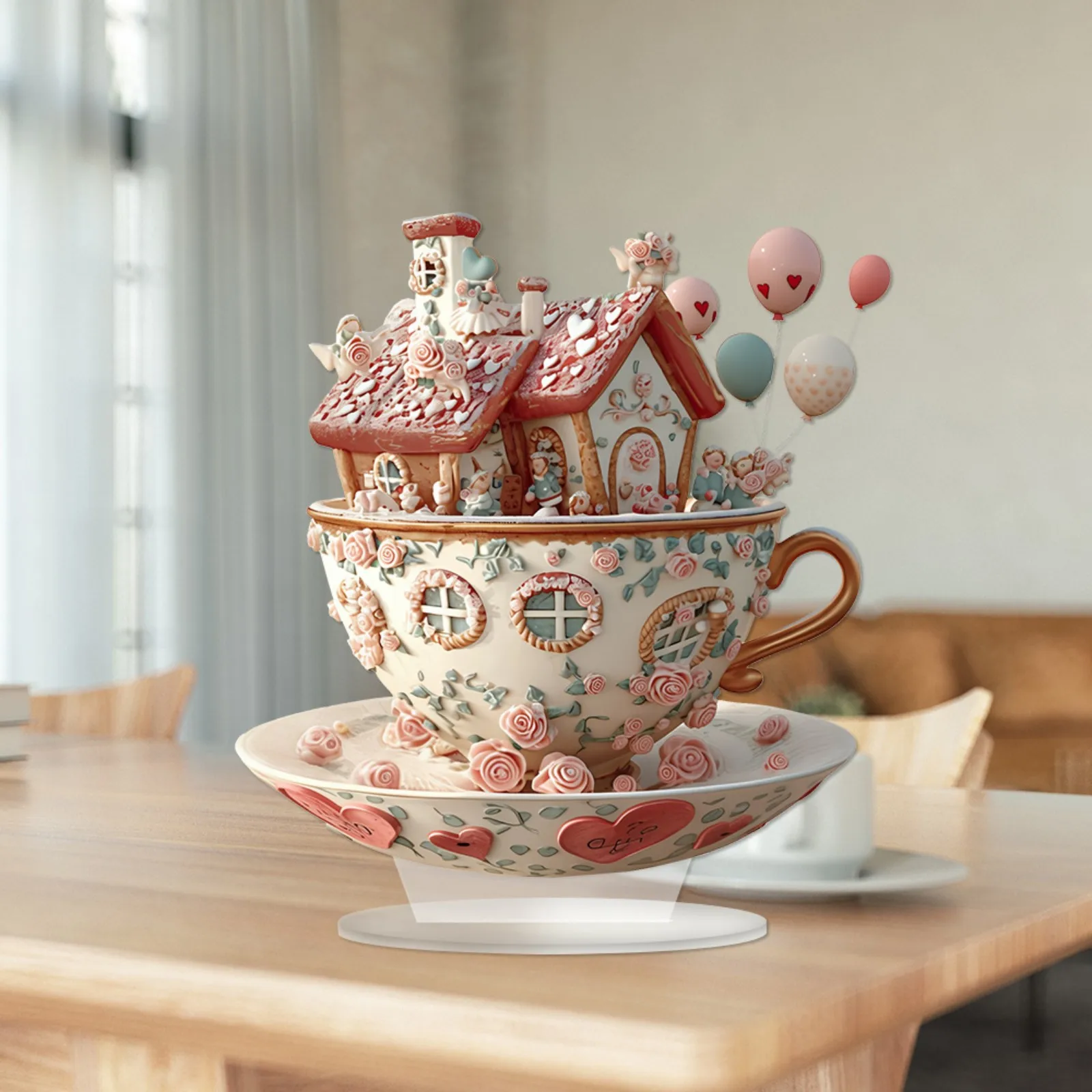 2025, Valentinstag-Dekorationen, kreativ, 2D-Cup-Kuchen, Acryl-Plakette, Display, Weihnachten, Hochzeit, Party, Neujahr, Dekoration, Requisiten