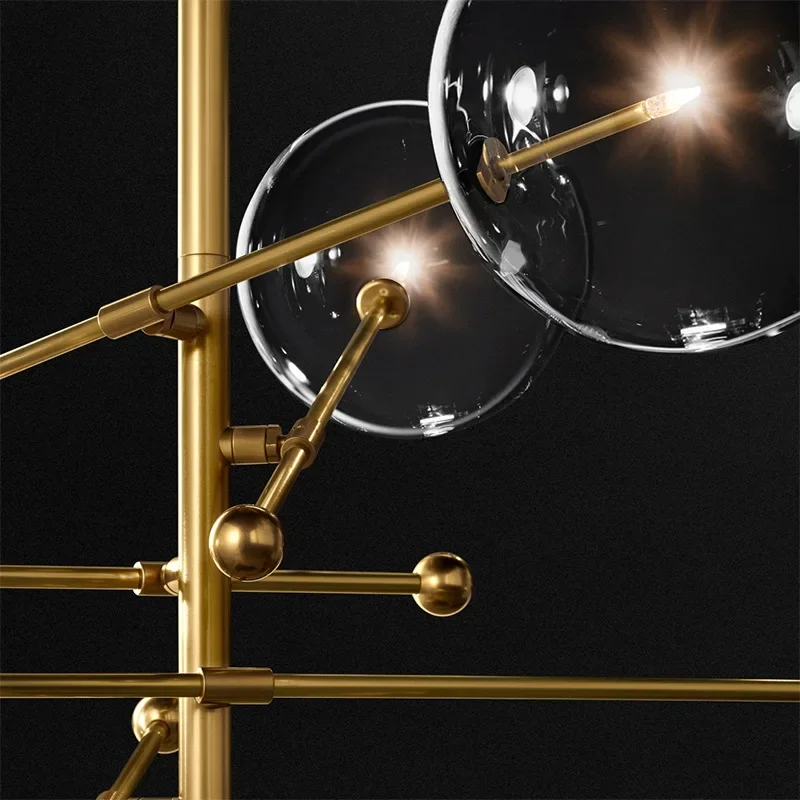 SANDYHA Modern Art lampadari a sfera in vetro Design nordico lampada a Led in oro nero per soggiorno camera da letto decorazioni per la casa lampada a sospensione