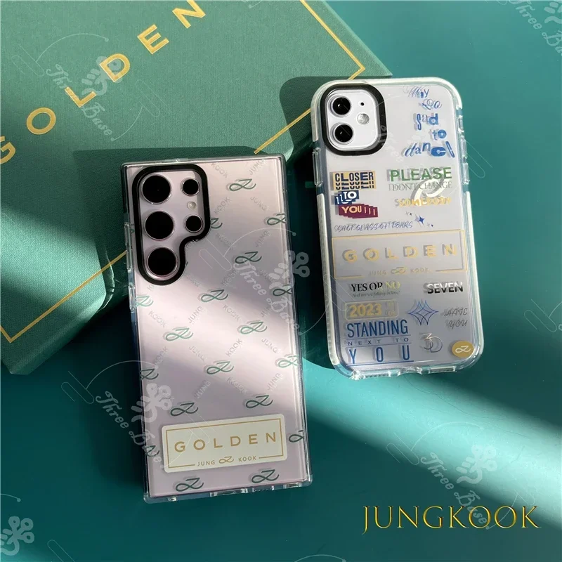 KPOP JUNGKOOK Golden Phone case For Samsung galaxy S series, A series, note series, S24 S23 Ultra S22 S21 S20 FE S23FE A55 A15